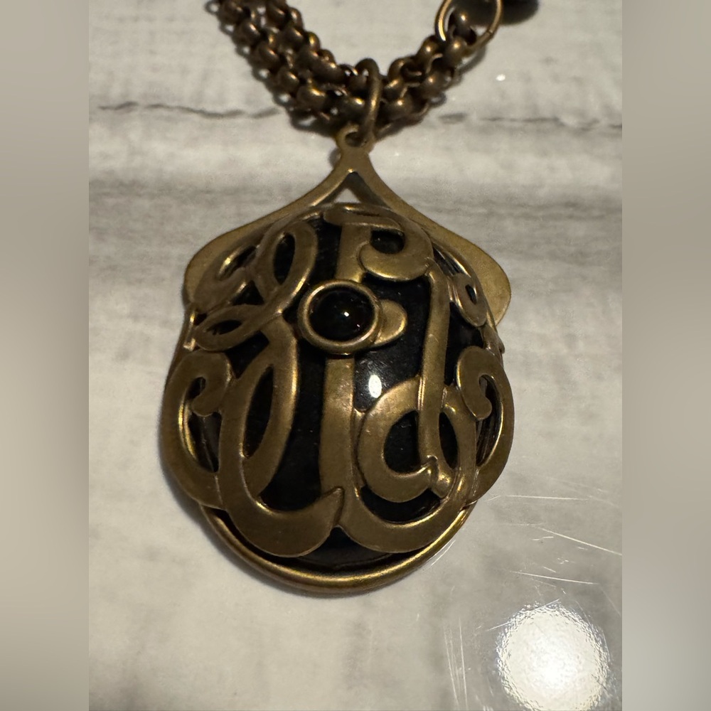 Jan Michaels San Francisco Brass & Black Stone Statement Pendant Necklace - Picture 6 of 7
